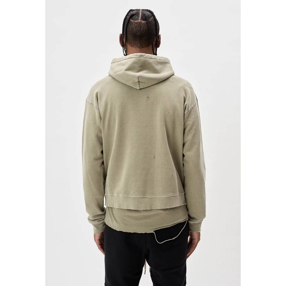 John Elliott Men's Folsom French Terry Distressed Ripped Hole Hoodie Sweatshirt - Picture 3 of 7